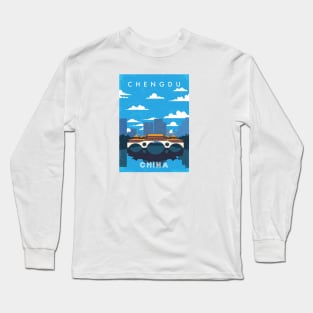 Chengdu, China. Retro travel poster Long Sleeve T-Shirt